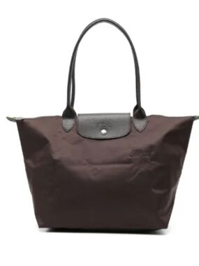 Authentic Longchamp Brown Nylon Le Pliage Shoulder Tote. Like New with receipt